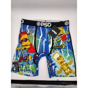 PSD Mens The Simpsons Bart Simpson Graphic Boxer Briefs Blue Small New